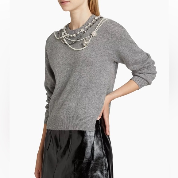NWT Cinq a Sept Necklace Detail Lilliana Pullover Sweater Wool Blend XXS - Picture 1 of 15